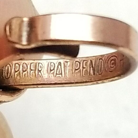 Vintage Stamped Copper Panel Disc Link Bracelet, Southwestern Style, Hook Clasp - Picture 4 of 6